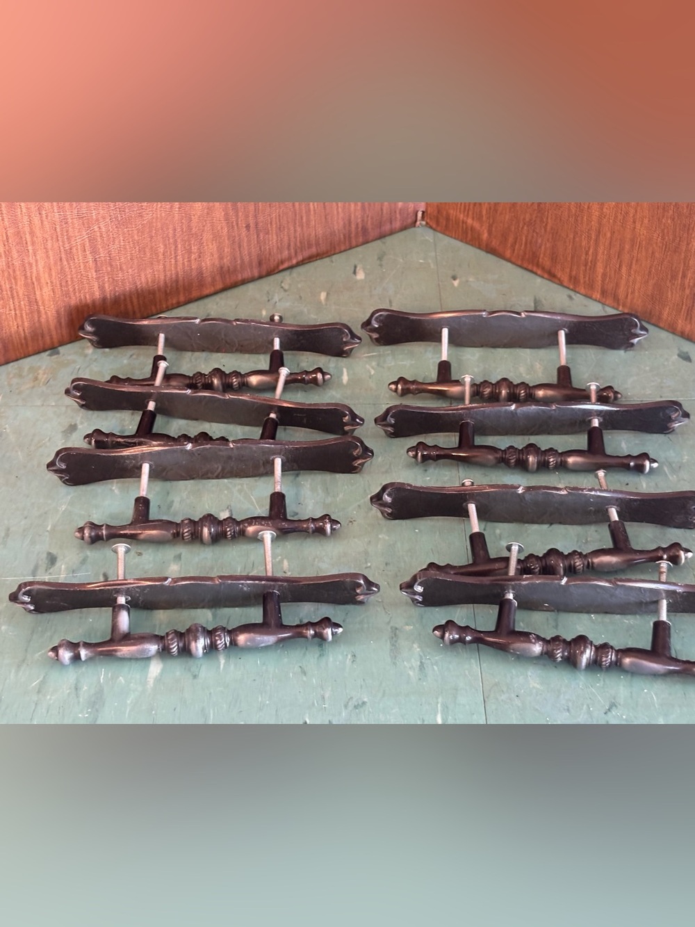 Vintage 1970’s Amerock handles cabinet hardware antique pewter set 8